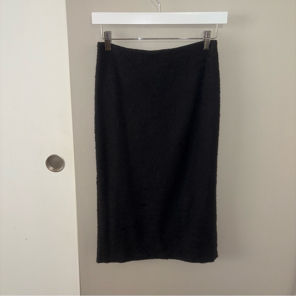 Alice + Olivia Black Textured Midi Skirt